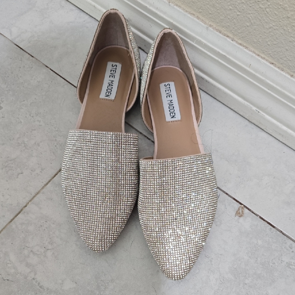 Steve Madden Glittering Silver Flats
